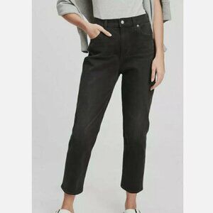 GAP High Rise Mom Jeans Tapered Ankle Black Rinse 16/33 TALL $80 NWT 100% Cotton